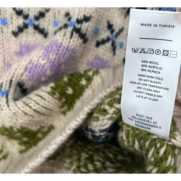 NN07 Stein Holiday Crewneck Sweater Ecru Multi Size Large - Picture 5 of 7